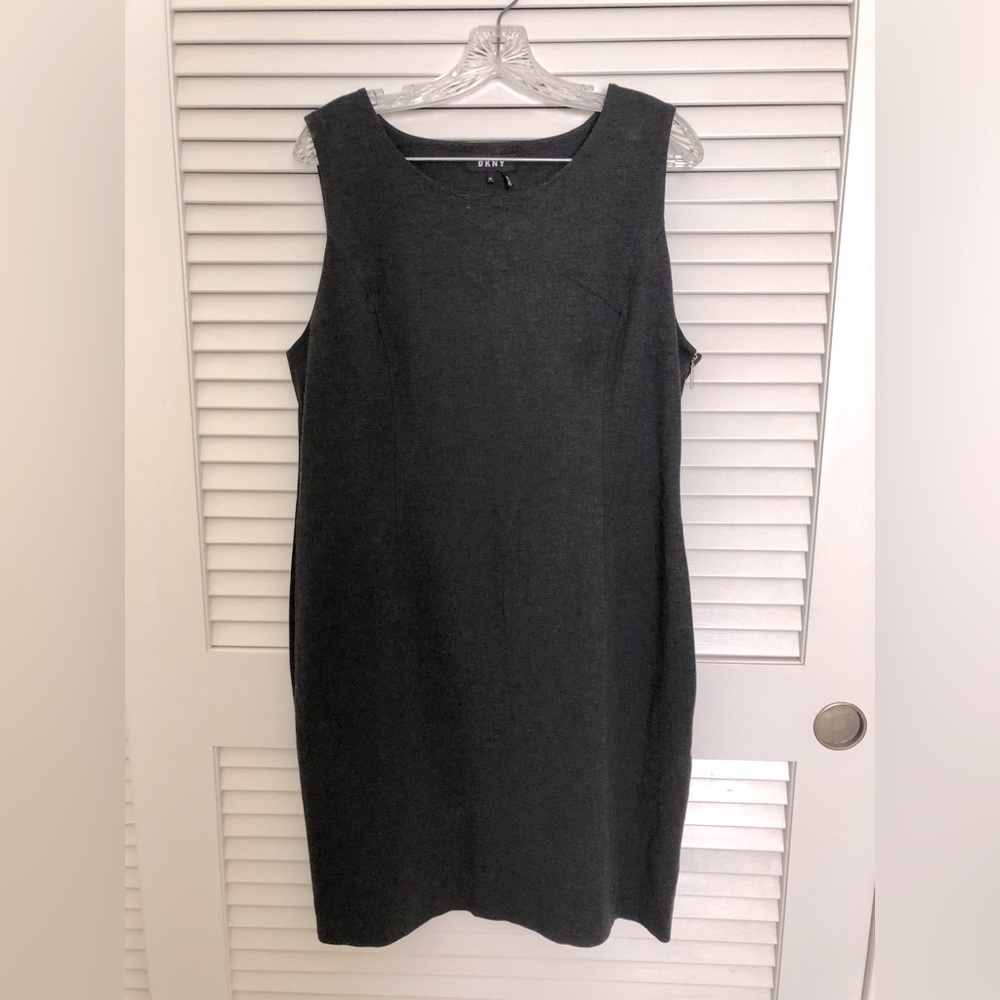DKNY charcoal gray Thick Fabric shift dress for work office size 14